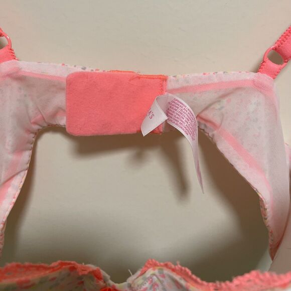 Vtg Victoria’s Secret Padded Push Demi Underwire Bra Size 34D Floral Lace Edge - Picture 4 of 8